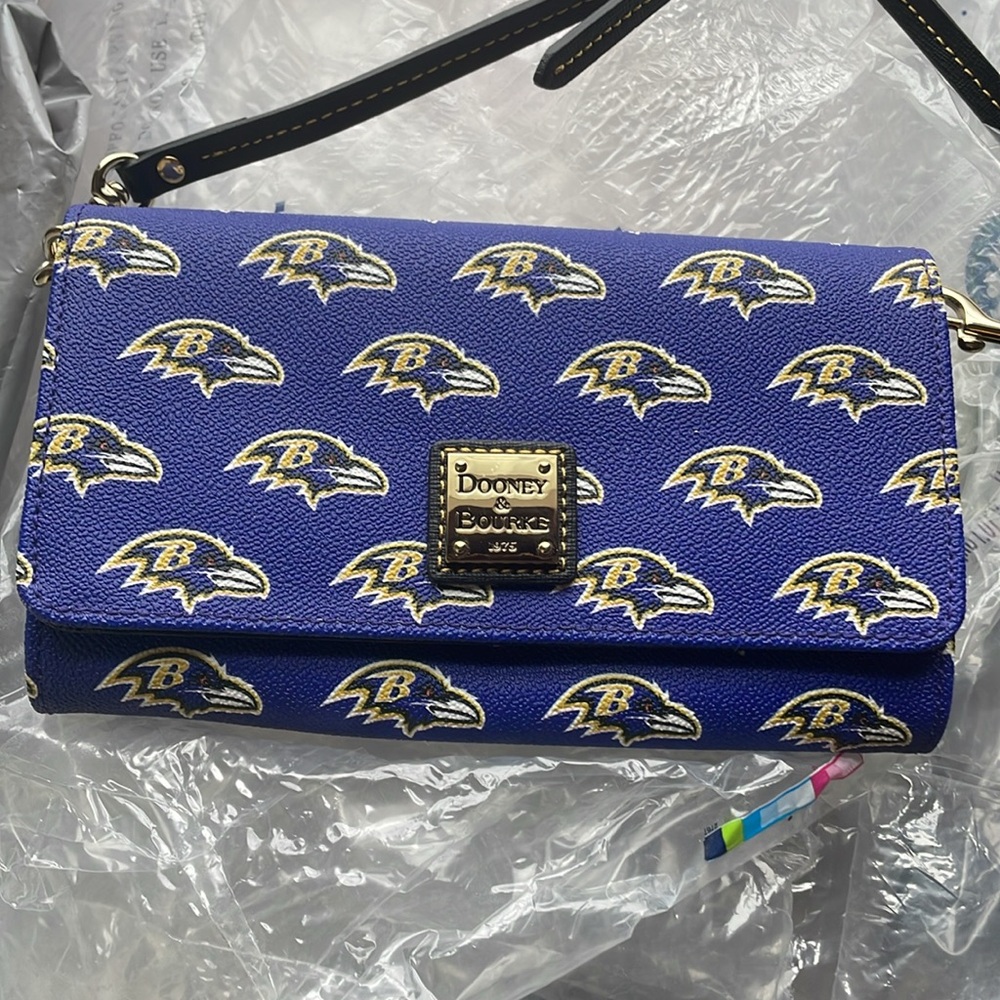 DOONEY & BOURKE NFL DAPHNE RAVENS LOGO WALLET CROSSBODY BAG CLUTCH PURPLE BLUE - Picture 14 of 15